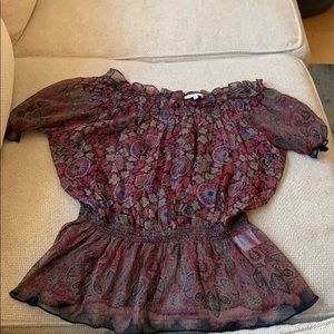 Joie flowery blouse, loose fit, cinched at waist!